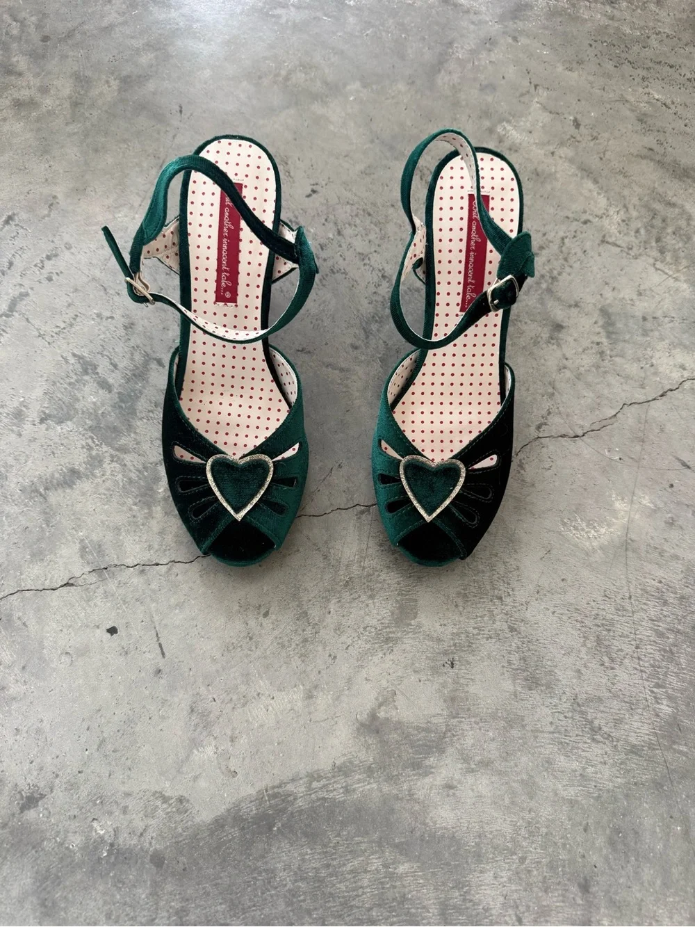 Green Suede Peep-Toe Block Heels with Ankle Strap